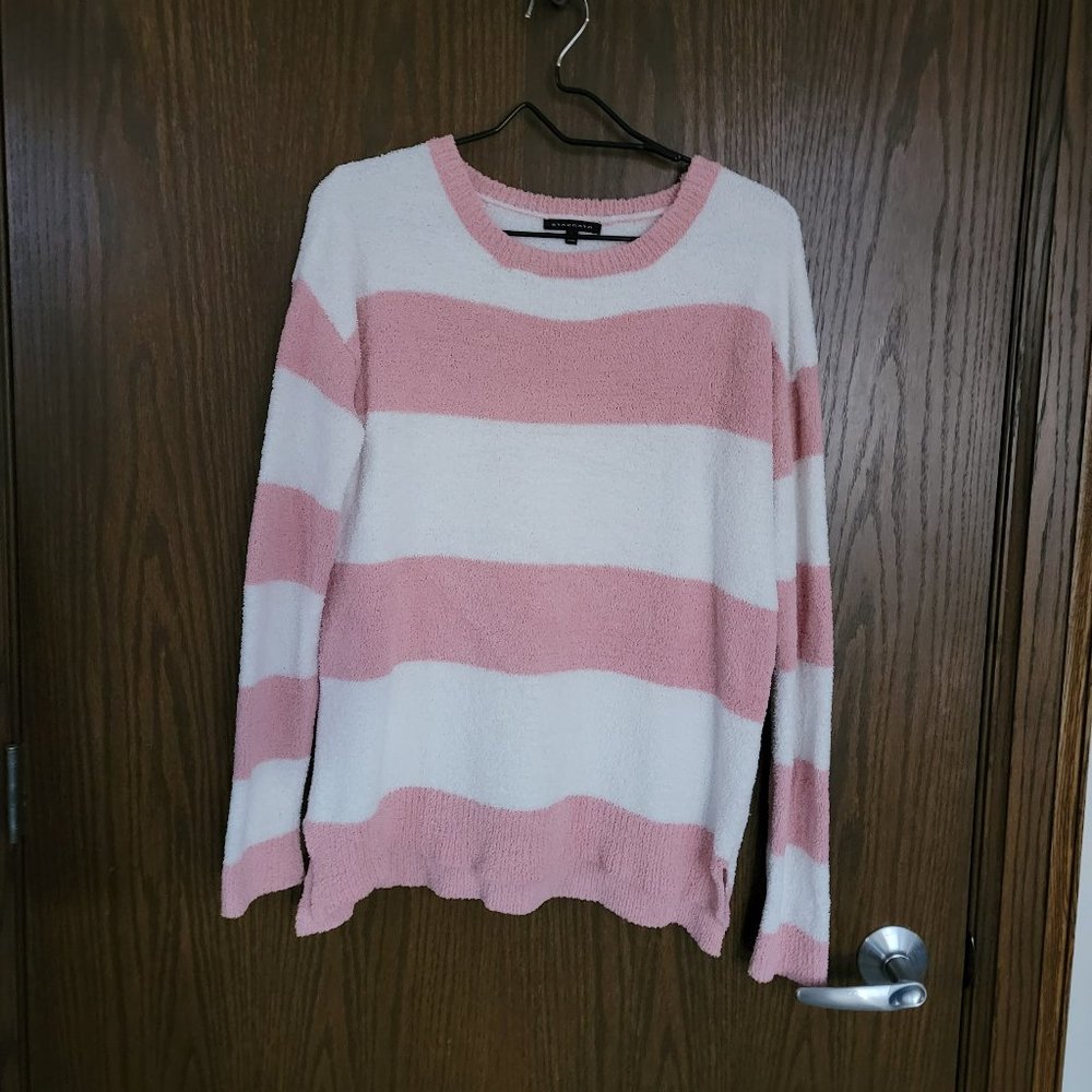 Staccato Pink and White Striped Sweater Size Small